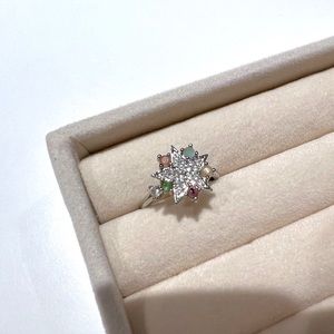 Natural Tourmaline & Zircon spinning twinkle star Ring
